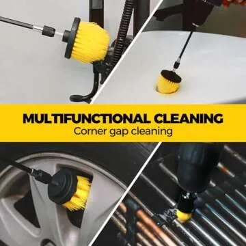 Holikme 6Pack Drill Brush Power Scrubber Cleaning Brush Extended Long Attachment Set All Purpose Drill Scrub Brushes Kit for Grout, Floor, Tub, Shower, Tile, Bathroom，Scrub Brush Blue