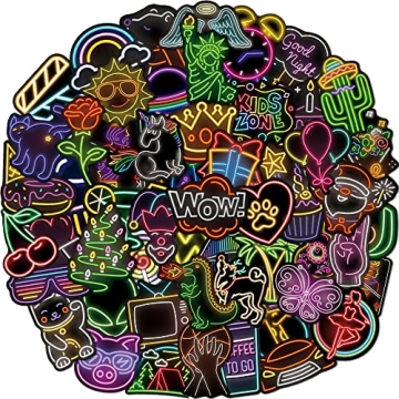 150 Pcs Cool Neon Sign Vinyl Stickers for Kids Teens - Waterproof Decals for Water Bottles, Laptops,...