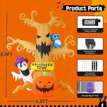GOOSH 8 FT Halloween Inflatable Dead Tree Outdoor Decor