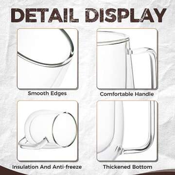 ETERMETA Double Walled Glass Coffee Mugs - 12 oz is Perfect