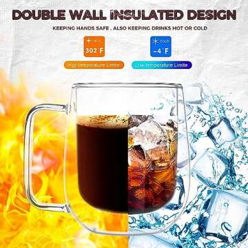 ETERMETA Double Walled Glass Coffee Mugs - 12 oz is Perfect