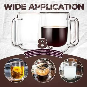 ETERMETA Double Walled Glass Coffee Mugs - 12 oz is Perfect