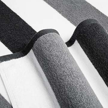 Bornbay Cotton Oversized Beach Towel - Extra Large 40"X70" Plush Thick Mens Beach Towels, XL Fluffy Stripe Pool Towels Charcoal Gray Swimming Towel for Adults Mens Women