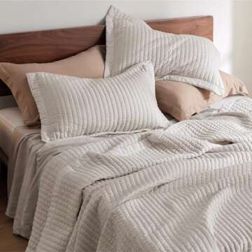 Bedsure Queen Quilt Set Bedspread Coverlet Queen Size - Lightweight Soft Bedding Set for All Seasons, Corduroy Pattern Quilt Set, 3 Pieces, 1 Quilt (90"x96") & 2 Pillow Shams (20"x26"+2")