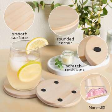 12 Pieces 5 Inch Unfinished Wood Rounds, GOH DODD Wooden Circles Wood Discs Blank Slices Home Decor for DIY Crafts, Painting, Wood Burning, Laser Engraving, Centerpieces, Weddings, Round