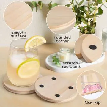 12 Pieces 5 Inch Unfinished Wood Rounds, GOH DODD Wooden Circles Wood Discs Blank Slices Home Decor for DIY Crafts, Painting, Wood Burning, Laser Engraving, Centerpieces, Weddings, Round