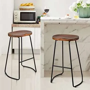 HeuGah Solid Wood Bar Stools Set of 2, 30 Inch