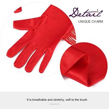 GEMILY Long Fringe Gloves Fashion Satin Tassel Gloves Opera Stretchy Tea Party Rave Accessories for Women(B-Red)