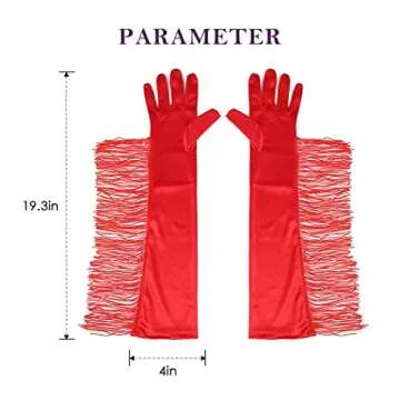 GEMILY Long Fringe Satin Tassel Gloves for Women
