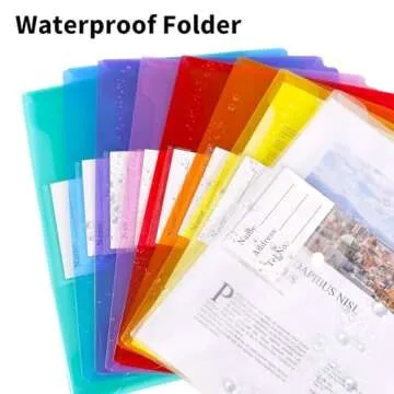 EOOUT 24pcs Binder Folders, Binder Pocket for 3 Ring, Binder Organizer File Folder, Letter Size, Snap Button Pouch with Label for School, Home and Office, 8 Colors