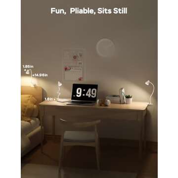 LiFMIRA Clip on Lamp USB Reading Light, 3 Color Modes, 10 Brightness Dimmable, Flexible Gooseneck Desk Lamp with Clamp, Eye Care Clip on Light for Bed Desk Headboard Home Dorm White