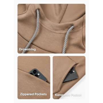 JMIERR Men's 2024 Hooded Cotton Cowl Neck Collar Drawstring Hoodies Pullover Sweatshirts Casual Long Sleeve Shirts, US38(S), A Camel