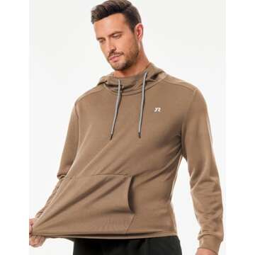 JMIERR Men's 2024 Hooded Cotton Cowl Neck Collar Drawstring Hoodies Pullover Sweatshirts Casual Long Sleeve Shirts, US38(S), A Camel