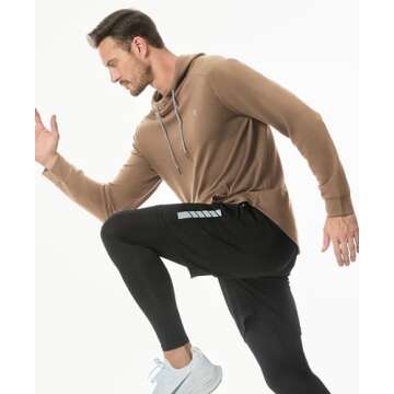 JMIERR Men's 2024 Hooded Cotton Cowl Neck Collar Drawstring Hoodies Pullover Sweatshirts Casual Long Sleeve Shirts, US38(S), A Camel