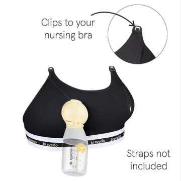 BRAVADO! DESIGNS Women’s Pumping Bra Hands Free | Clip and Pump | Pumping Accessory | Black | S