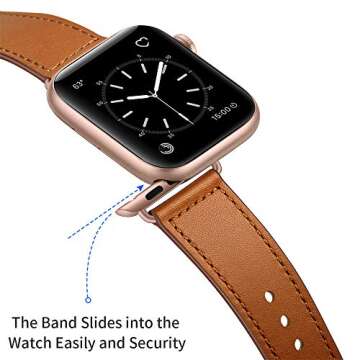 KYISGOS Compatible with iWatch Band 49mm/46mm/45mm/44mm/42mm, Genuine Leather Replacement Band Strap...