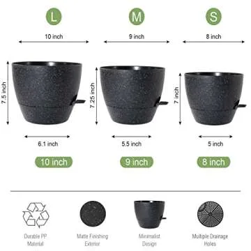 UOUZ Self-Watering Pots Set for Indoor & Outdoor Gardening