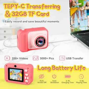 Kids Camera 1080P HD Digital Fun for Ages 5+ - Pink