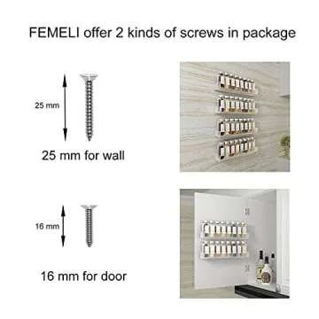 FEMELI Acrylic Spice Rack Wall Mount 15 Inch, 4 Packs Of Hanging Spice Rack Shelf for Cabinets Cupboard Or Pantry Door, Wall Spice Rack Organizer for Kitchen