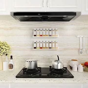 FEMELI Acrylic Spice Rack Wall Mount 15 Inch, 4 Packs Of Hanging Spice Rack Shelf for Cabinets Cupboard Or Pantry Door, Wall Spice Rack Organizer for Kitchen