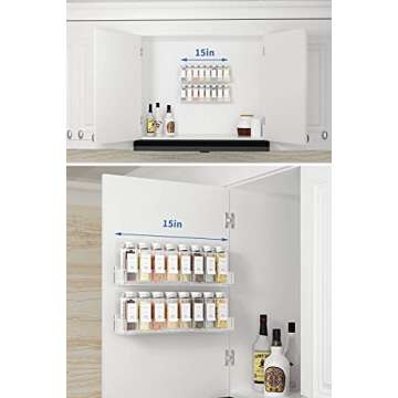 FEMELI Acrylic Spice Rack Wall Mount 15 Inch, 4 Packs Of Hanging Spice Rack Shelf for Cabinets Cupboard Or Pantry Door, Wall Spice Rack Organizer for Kitchen