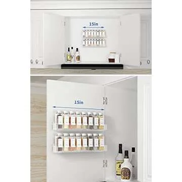 FEMELI Acrylic Spice Rack Wall Mount 15 Inch, 4 Packs Of Hanging Spice Rack Shelf for Cabinets Cupboard Or Pantry Door, Wall Spice Rack Organizer for Kitchen