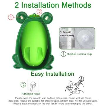 AOMOMO Frog Potty Training Urinal for Boys Toilet with Funny Aiming Target Green