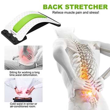 Jimugor Back Stretcher - Lower and Upper Back Pain Relief, Lumbar Stretching Device，Posture Correc...