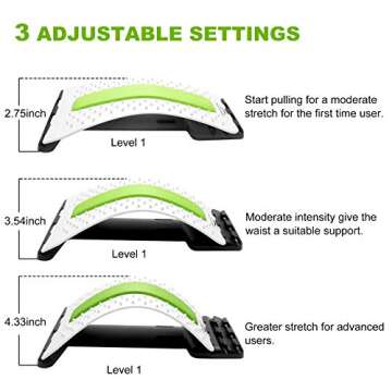 Jimugor Back Stretcher - Lower and Upper Back Pain Relief, Lumbar Stretching Device，Posture Corrector - Back Support for Office Chair | Get Muscle Tension (White/Green)
