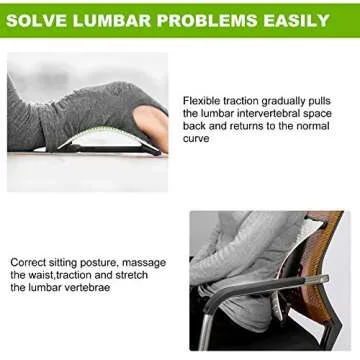Jimugor Back Stretcher - Lower and Upper Back Pain Relief, Lumbar Stretching Device，Posture Corrector - Back Support for Office Chair | Get Muscle Tension (White/Green)