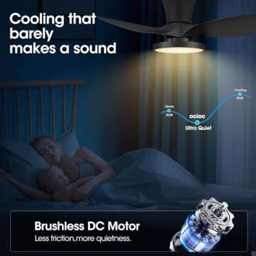 ocioc Quiet Ceiling Fan with Remote LED Light 32 inch