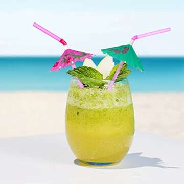 BLUE TOP 100pcs Umbrella Drink Straws 9.45 Inch Assorted Colors, Fancy Mini Paper Umbrella Drink for Cocktail,Milkshake,Juice,Great for Valentine's Day Beach Party,Hawaiian Party,Luau Party,Bar