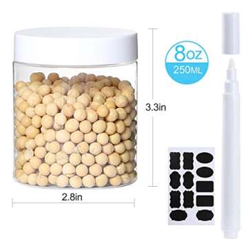 24Pack 8oz Plastic Jar Storage Container with White Lids Airtight Clear Wide-mouth Slime Storage Jar...