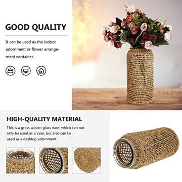 DOITOOL Clear Rattan Flower Vase for Decorative Arrangements