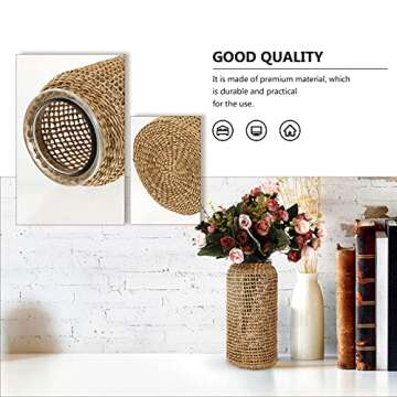 DOITOOL Clear Rattan Flower Vase for Decorative Arrangements