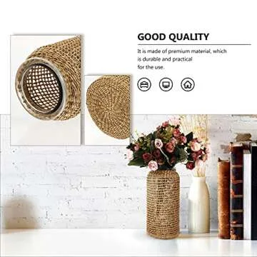 DOITOOL Clear Rattan Flower Vase for Decorative Arrangements