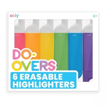 Ooly Do-Overs Erasable Highlighters Set of 6 - Chisel Tip-For Note Taking, Drawing, Art Supplies, Sc...