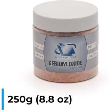 GLASS POLISH PRO 8.8oz (250g) Cerium Oxide, High-Grade Glass Polishing Powder, Enhanced Formula, TREO 85%, 3.5 Microns, Brown – GP90008