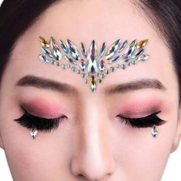 6 Sets Mermaid Face Gems Festival Jewels Crystals Bindi Rainbow Tears Rhinestone Tattoo Face Rocks b...