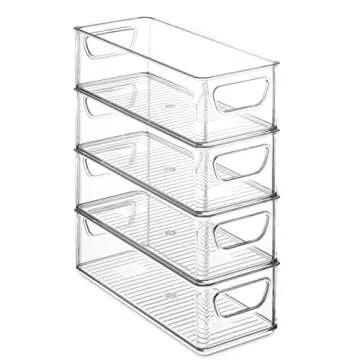 Set Of 8 Refrigerator Organizer Bins - Stackable Fridge Organizers with Cutout Handles for Pantry, F...