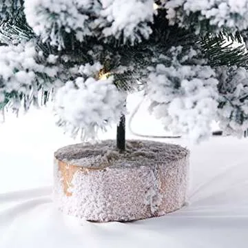 Lrnn 2 Pack Prelit Tabletop Christmas Tree 18 Inch Snow Flocked Artificial Christmas Tree with Lights and Wood Base Mini White pcs 45cm/17.7inch