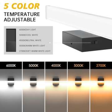 Aourow Modern Bathroom Vanity Lights 20W 2000lm 23.6in,Dimmable 5CCT LED Vanity Lighting Fixture Ove...