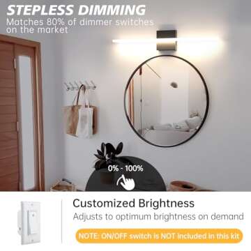 Aourow Modern Bathroom Vanity Lights 20W 2000lm 23.6in,Dimmable 5CCT LED Vanity Lighting Fixture Over Mirror,IP44 Wall Mounting Mirror Light Bar for Bathroom Cabinet