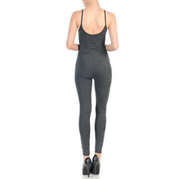 JJJ Fashion Women Catsuit Yoga Bodysuit in Charcoal Color