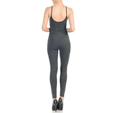 JJJ Fashion Women Catsuit Yoga Bodysuit in Charcoal Color
