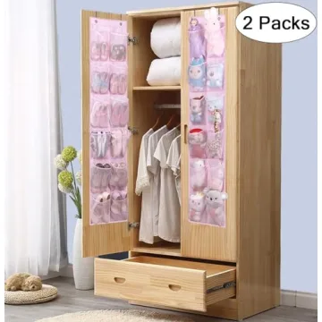 MISSLO Over the Door Shoe Organizer Pink for Kids 2 Packs