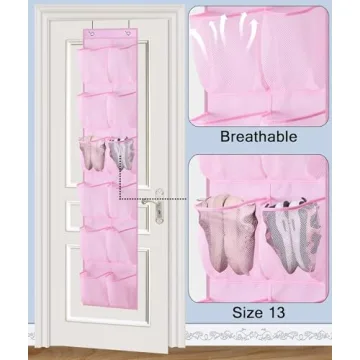 MISSLO Over the Door Shoe Organizer Pink for Kids 2 Packs