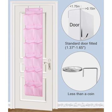 MISSLO Over the Door Shoe Organizer Pink for Kids 2 Packs