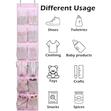 MISSLO Over the Door Shoe Organizer Pink for Kids 2 Packs