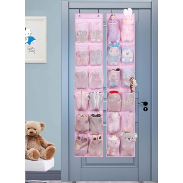 MISSLO Over the Door Shoe Organizer Pink for Kids 2 Packs